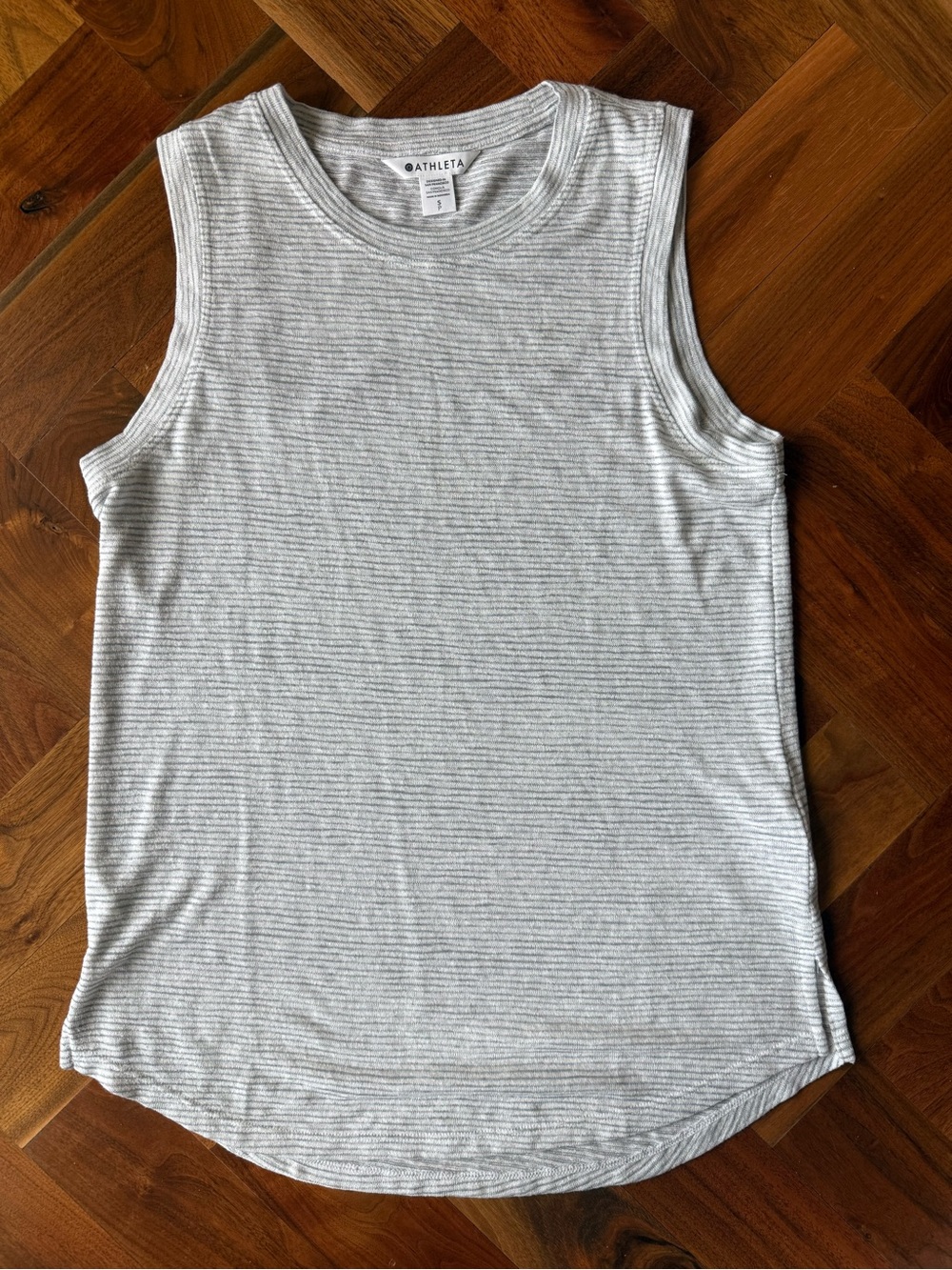 Athleta Breezy Grey and White Striped Tank Size Smal
